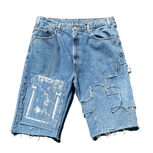 "I BELEIVE IN RELIGION" Denim Jorts