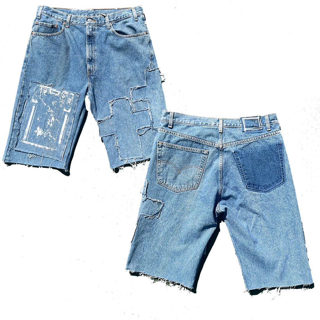 "I BELEIVE IN RELIGION" Denim Jorts